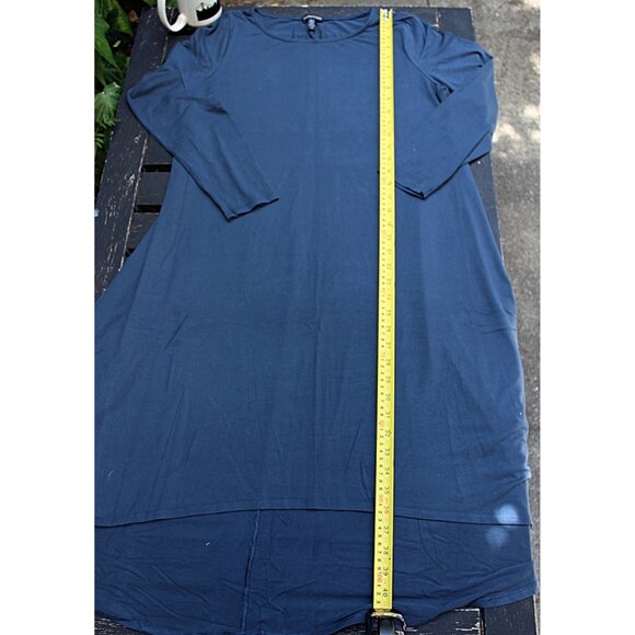 Eileen Fisher - Bateau Neck Maxi Dress in Viscose Jersey, Storm Blue, Large - Picture 6 of 8